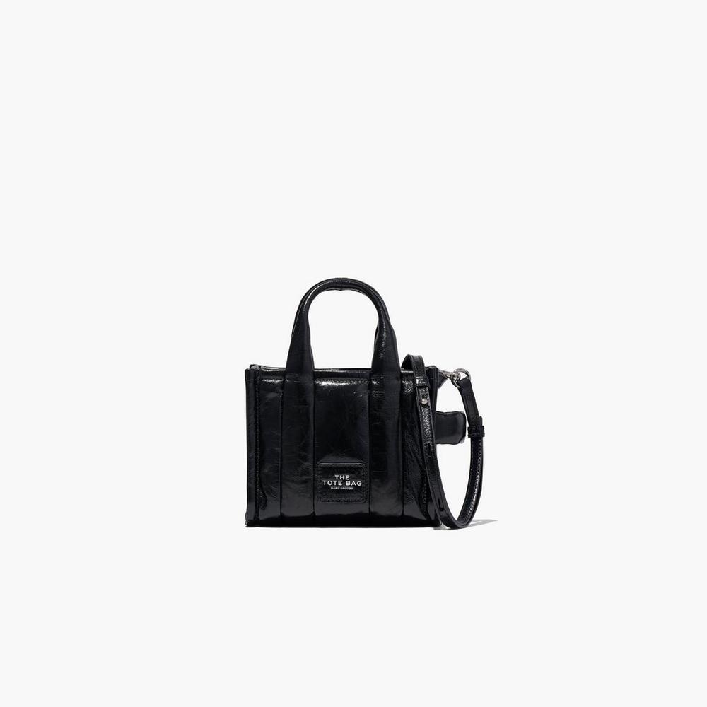 Marc Jacobs Shiny Crinkle Micro Tote Crossbody Kabelka Damske Čierne | XPJM-12086