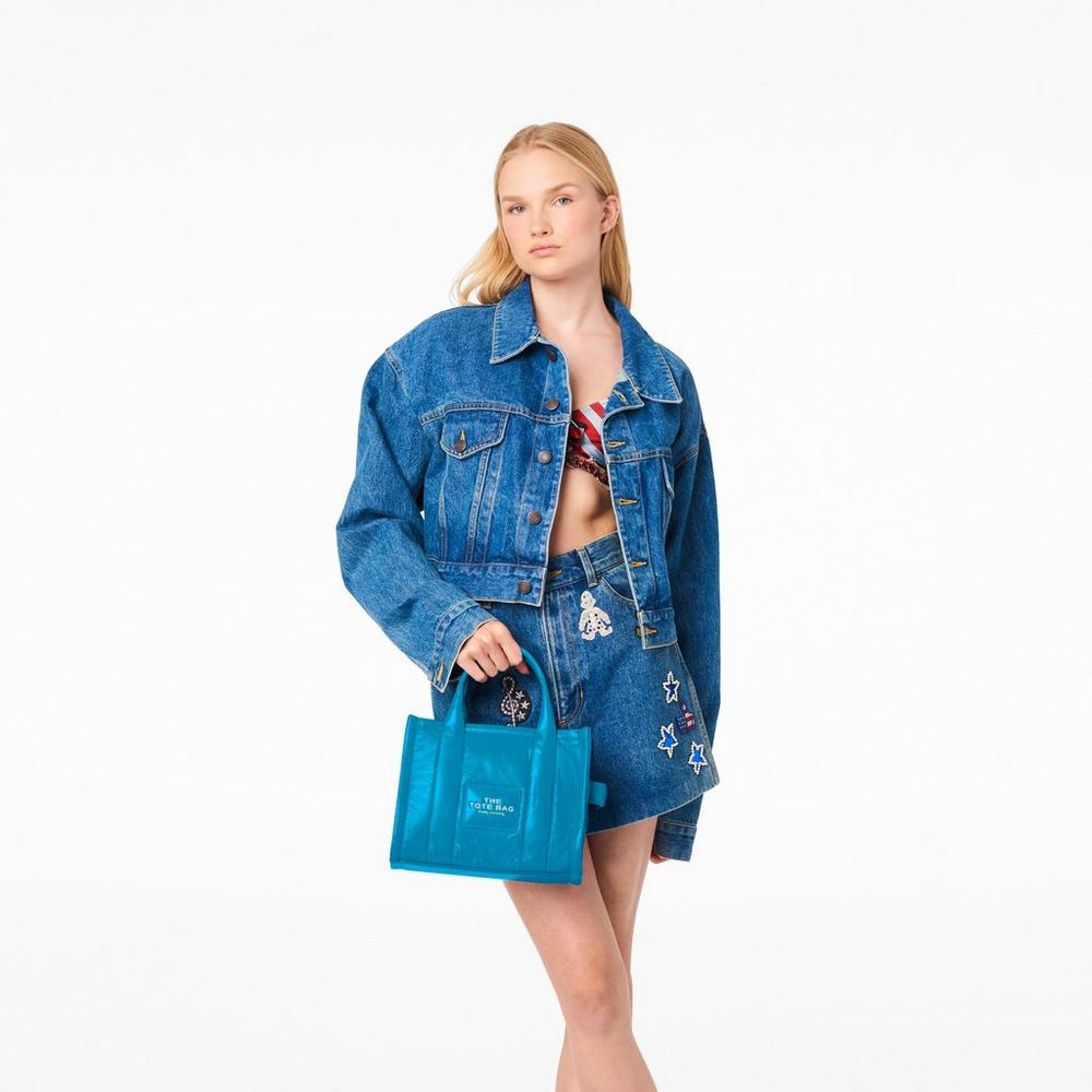Marc Jacobs Shiny Crinkle Mini Tote Crossbody Kabelka Damske Modre | JUDG-18435