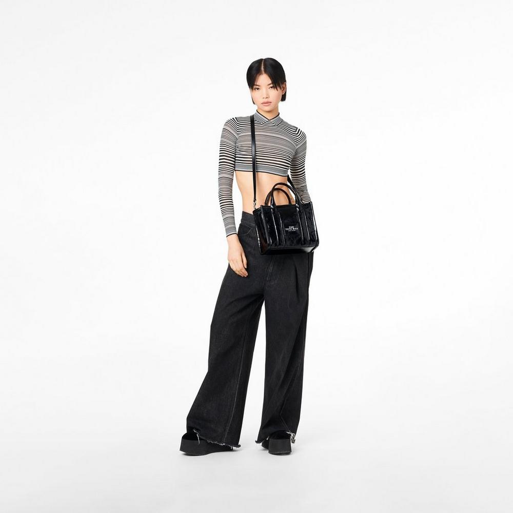 Marc Jacobs Shiny Crinkle Mini Tote Prenosná Taška Damske Čierne | LBIH-06721