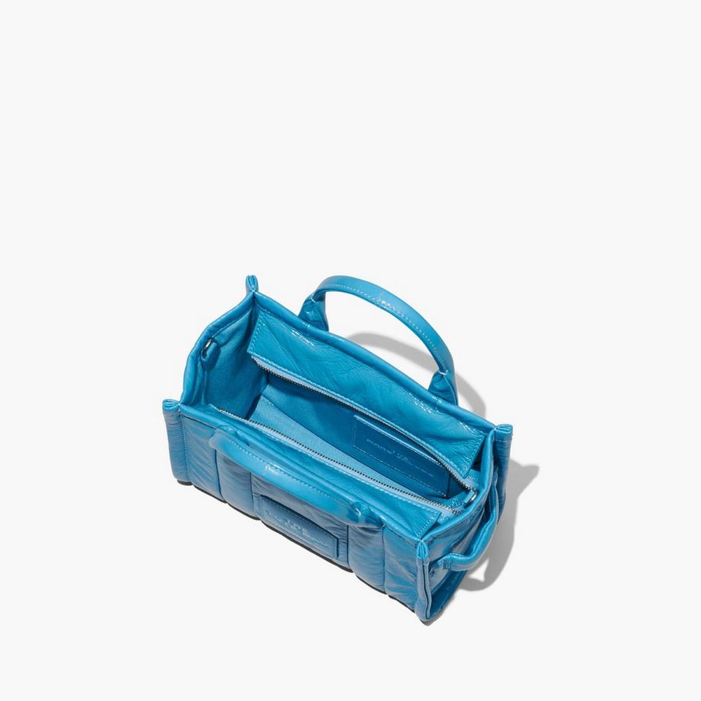 Marc Jacobs Shiny Crinkle Mini Tote Prenosná Taška Damske Modre | MQJF-37105