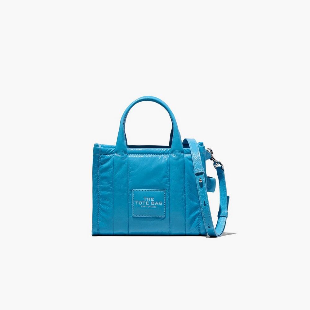 Marc Jacobs Shiny Crinkle Mini Tote Prenosná Taška Damske Modre | MQJF-37105