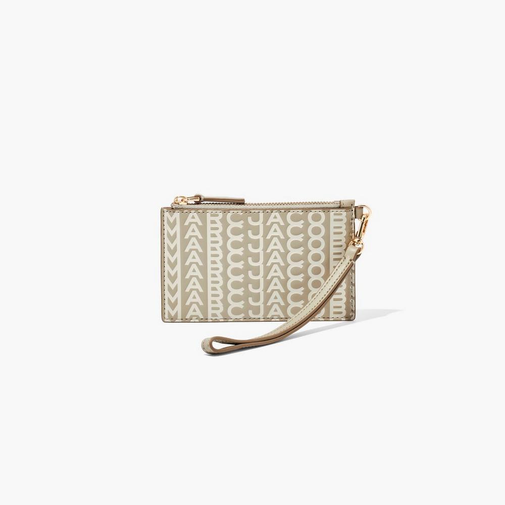 Marc Jacobs Monogram Leather Top Zip Wristlet Male Penazenky Damske Hnedožltý | JTZQ-04125